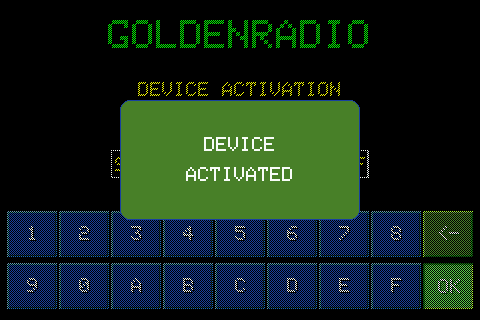 Confirm DEVICE ACTIVATED