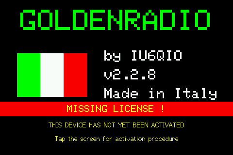 MISSING LICENSE screen