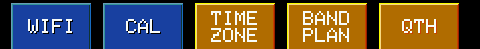 WiFi, CAL, Time Zone, Band Plan, QTH buttons