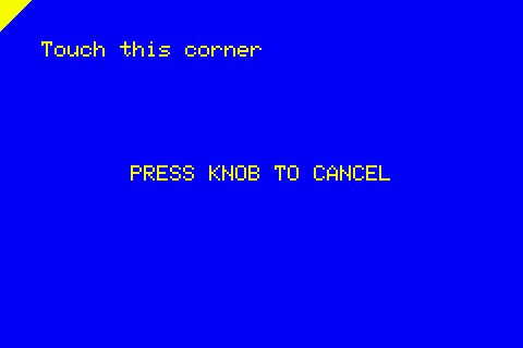 Touchscreen calibration screen, first corner to touch