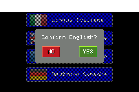 Confirmation window for the chosen language