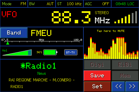 GOLDENRADIO main screen on FM band