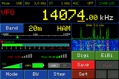 GOLDENRADIO main screen in HF band