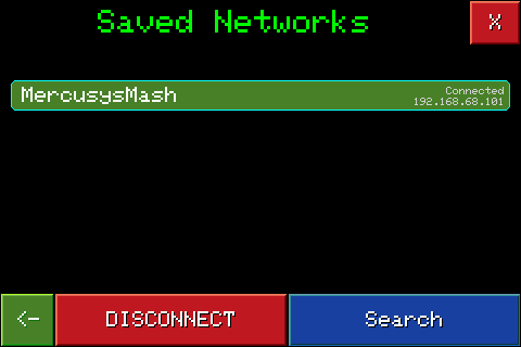 Connected WiFi network, with IP address