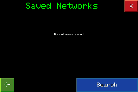 Saved Networks page blank, no saved networks