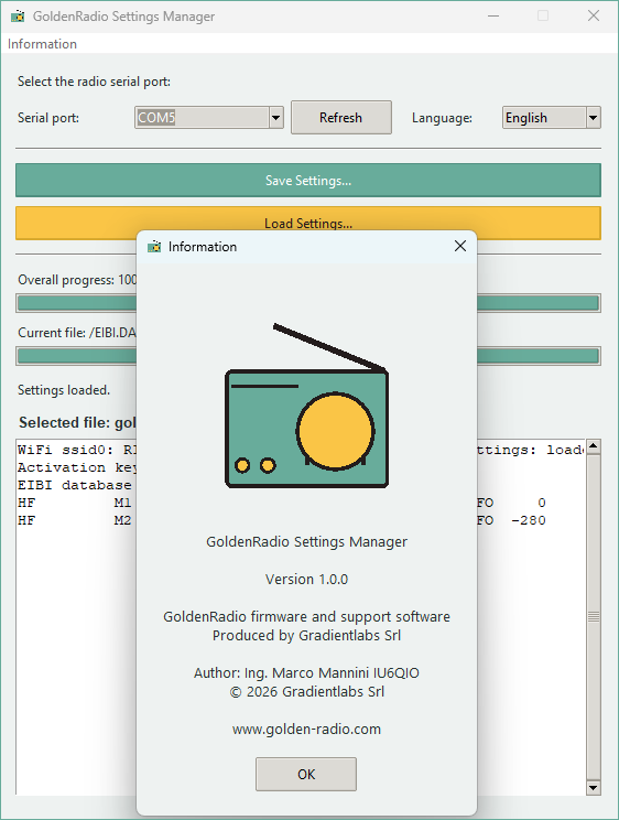 GoldenRadio Manager for Windows